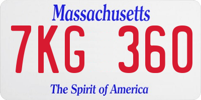 MA license plate 7KG360