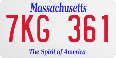 MA license plate 7KG361