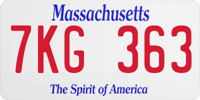MA license plate 7KG363