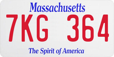 MA license plate 7KG364