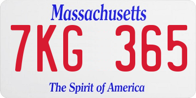 MA license plate 7KG365