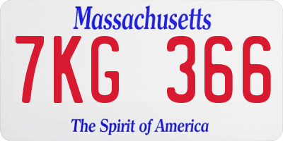 MA license plate 7KG366