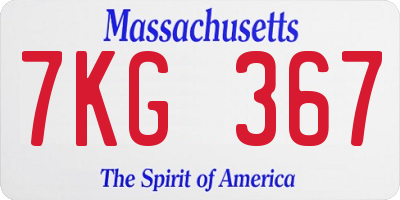 MA license plate 7KG367