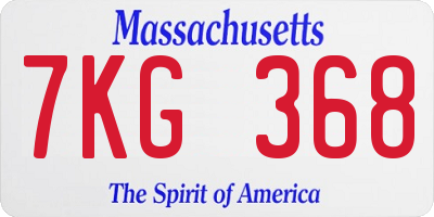 MA license plate 7KG368
