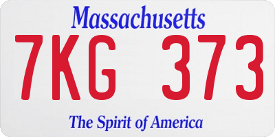MA license plate 7KG373