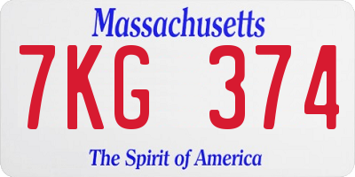 MA license plate 7KG374