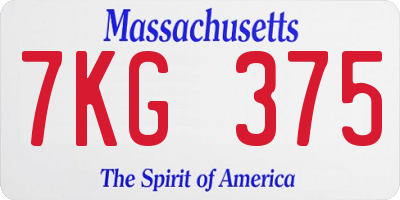 MA license plate 7KG375
