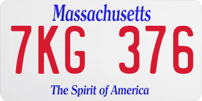 MA license plate 7KG376