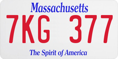 MA license plate 7KG377