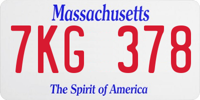 MA license plate 7KG378