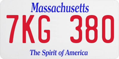 MA license plate 7KG380