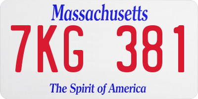 MA license plate 7KG381
