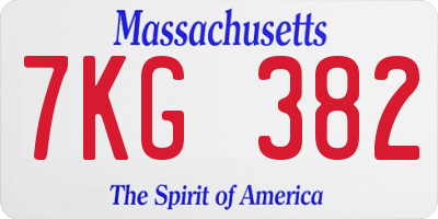 MA license plate 7KG382