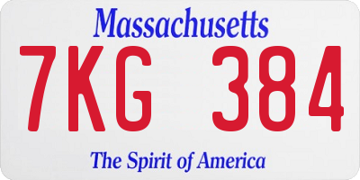 MA license plate 7KG384
