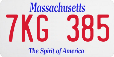 MA license plate 7KG385