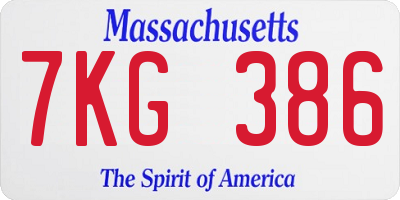 MA license plate 7KG386