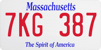 MA license plate 7KG387