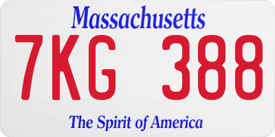 MA license plate 7KG388
