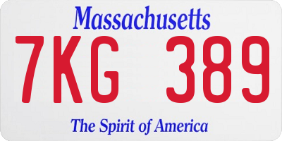 MA license plate 7KG389