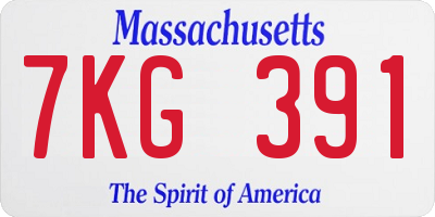 MA license plate 7KG391
