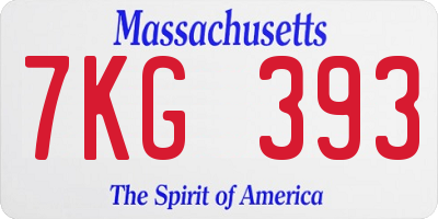 MA license plate 7KG393