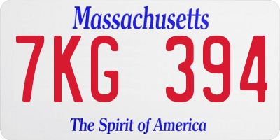 MA license plate 7KG394
