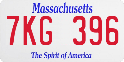 MA license plate 7KG396