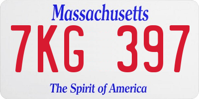 MA license plate 7KG397