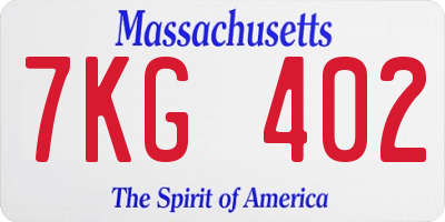 MA license plate 7KG402