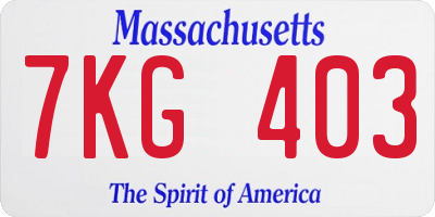 MA license plate 7KG403