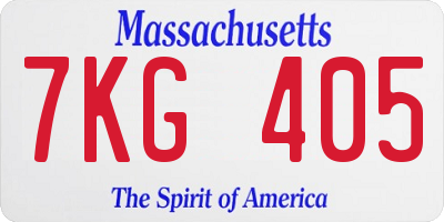 MA license plate 7KG405