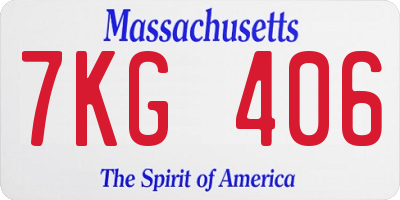 MA license plate 7KG406