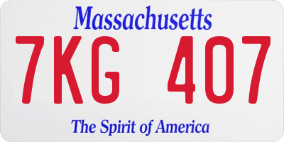 MA license plate 7KG407