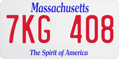 MA license plate 7KG408