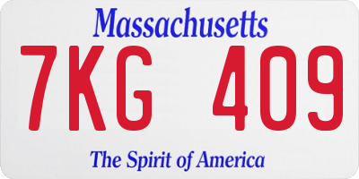 MA license plate 7KG409