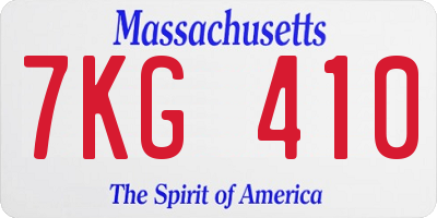 MA license plate 7KG410