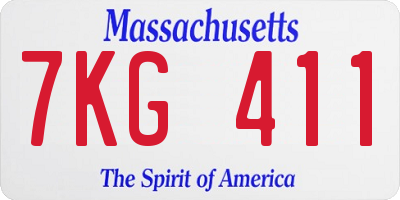 MA license plate 7KG411