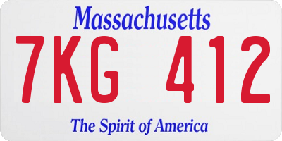 MA license plate 7KG412