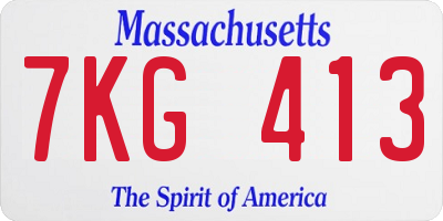 MA license plate 7KG413