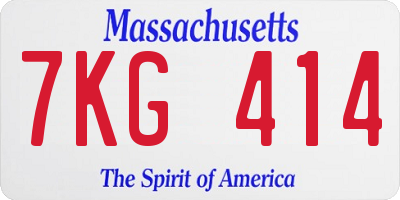 MA license plate 7KG414