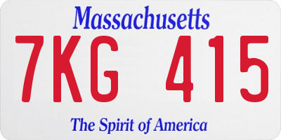 MA license plate 7KG415