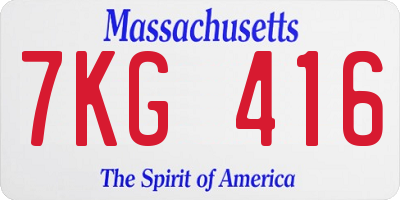 MA license plate 7KG416