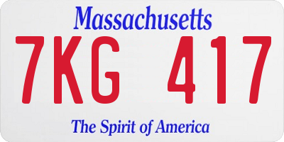 MA license plate 7KG417