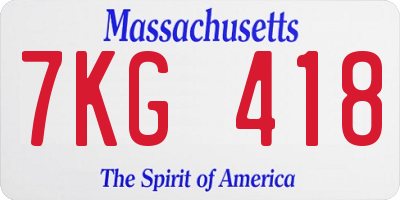 MA license plate 7KG418