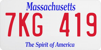 MA license plate 7KG419