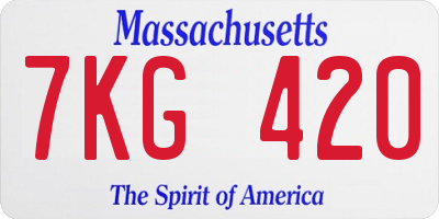 MA license plate 7KG420
