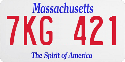 MA license plate 7KG421