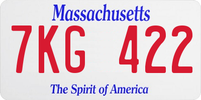 MA license plate 7KG422