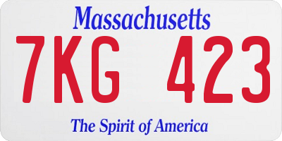 MA license plate 7KG423