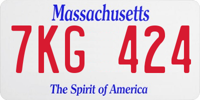 MA license plate 7KG424